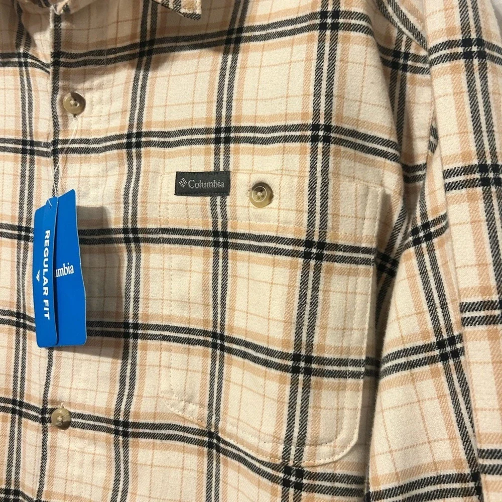 Columbia Cornell Woods Flannel Long Sleeve Shirt Mens Large Tan Plaid AM1523-192 - Picture 5 of 7